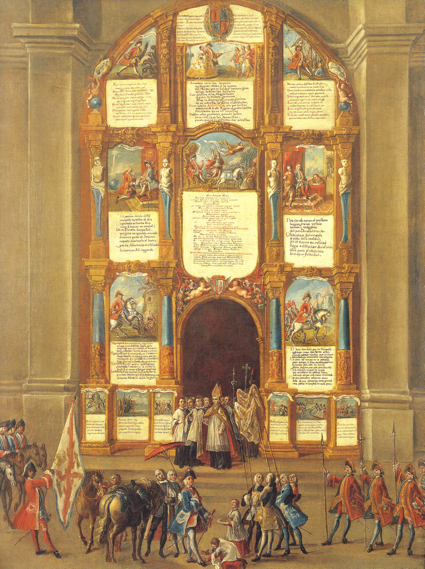 Lienzo del arco para la entrada del virrey de las Amarillas en Puebla (1755)