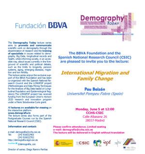 Ciclo de conferencias y curso de postgrado: "Demography Today: "International migration and family change"