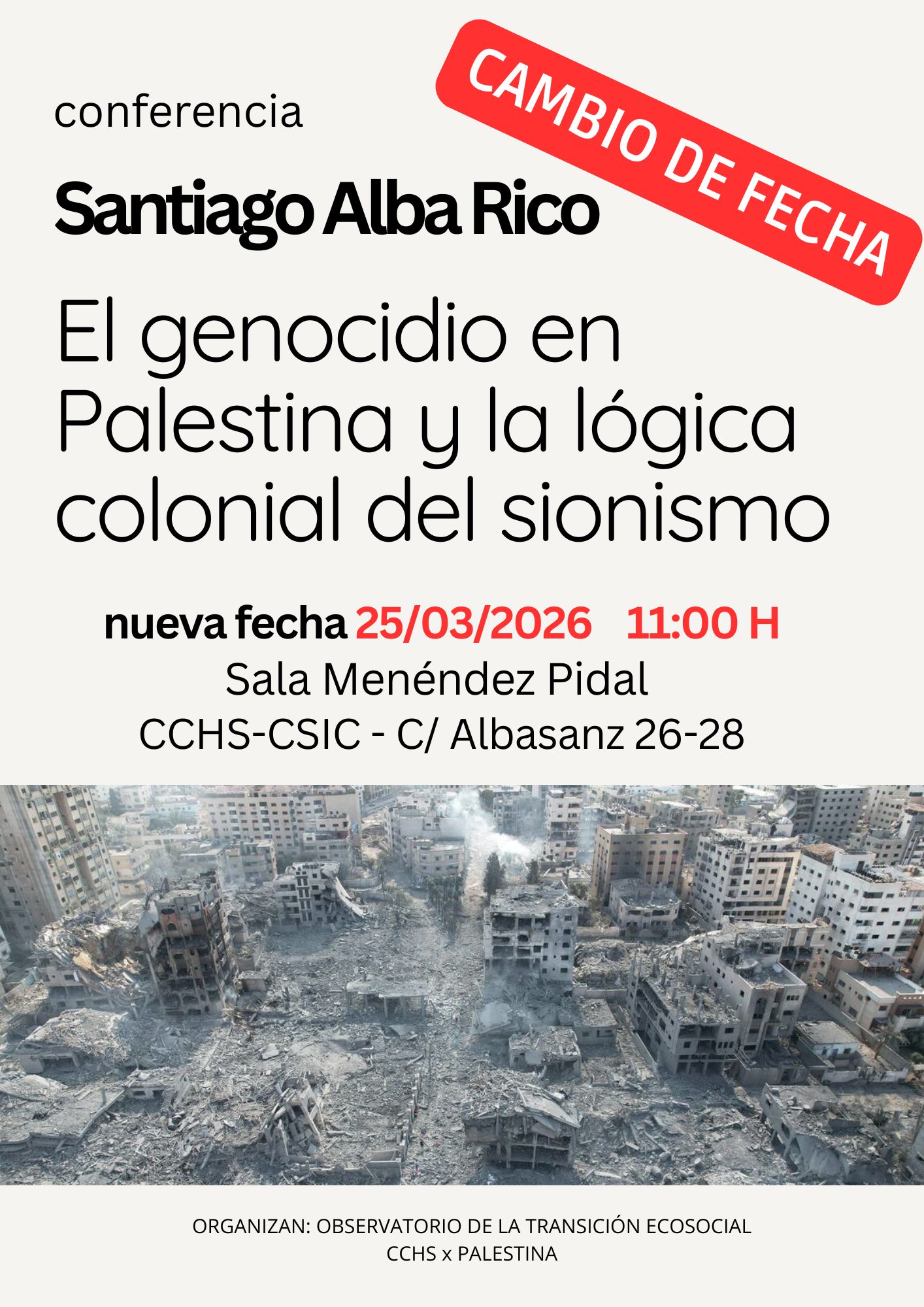 Conferencia “El genocidio en Palestina y la lógica colonial del sionismo”