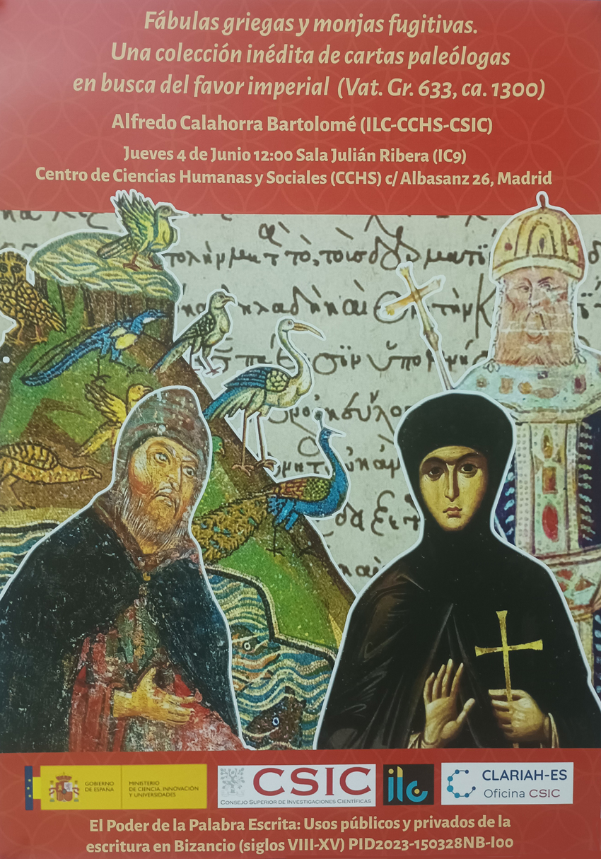 Seminario "Fábulas griegas y monjas fugitivas. Una colección inédita de cartas paleólogas en busca del favor imperial (Vat.Gr.633, ca.1300)"