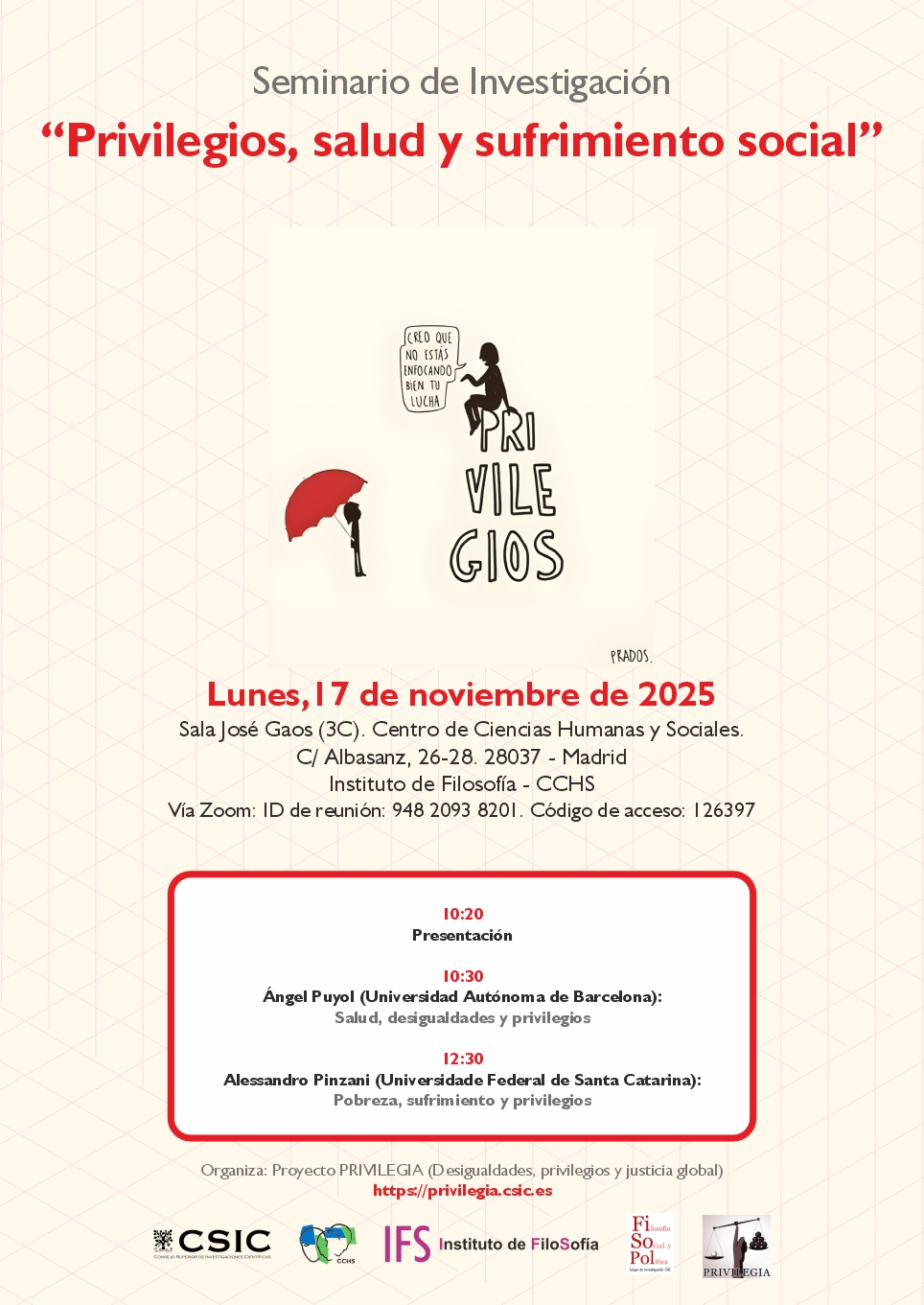 Seminario de Investigación: "Privilegios, salud y sufrimiento social"