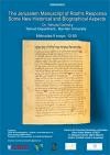 Seminario: "The Jerusalem Manuscript of Rosh's Seminario "The Jerusalem Manuscript of Rosh's Responsa Some New Historical and Biographical Aspects"