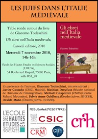 Cartel del evento Mesa Redonda "Les Juifs dans L'Italie Médiévale"