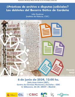 Seminario "¿Prácticas de archivo o disputas judiciales? Los dobletes del Becerro Gótico de Cardeña" Seminario "¿Prácticas de archivo o disputas judiciales? Los dobletes del Becerro Gótico de Cardeña"
