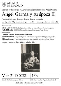 Cartel de la jornada Jornada "Ángel Garma y su época II"