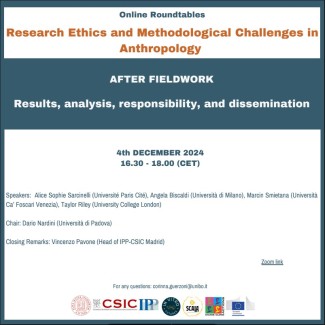 Research Ethics and Methodological Challenges in Anthropology. AFTER FIELDWORK: Results, analysis, responsibility, and dissemination Research Ethics and Methodological Challenges in Anthropology. AFTER FIELDWORK: Results, analysis, responsibility, and dissemination
