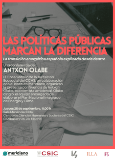Conferencia "Las políticas públicas marcan la diferencia. La transición energética española explicada desde dentro" Conferencia "Las políticas públicas marcan la diferencia. La transición energética española explicada desde dentro"