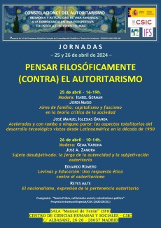 Jornadas: "Pensar filosóficamente (contra) el autoritarismo" Jornadas: "Pensar filosóficamente (contra) el autoritarismo"