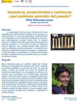 Seminario "Ganadería, productividad y resiliencia: ,¿qué podemos aprender del pasado?" Seminario "Ganadería, productividad y resiliencia: ,¿qué podemos aprender del pasado?"