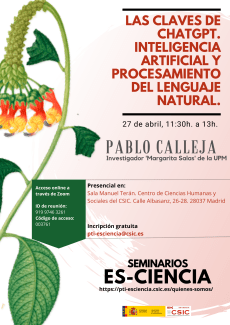 Seminario "Las claves de ChatGPT. Inteligencia artificial y procesamiento del lenguaje natural" Seminario "Las claves de ChatGPT. Inteligencia artificial y procesamiento del lenguaje natural"