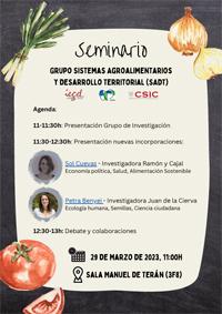 Seminario del Grupo de Sistemas Agroalimentarios y Desarrollo Territorial (SADT-IEGD) Seminario del Grupo de Sistemas Agroalimentarios y Desarrollo Territorial (SADT-IEGD)