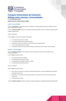 Coloquio Universitario de Evolución: diálogo entre ciencias y humanidades Coloquio Universitario de Evolución: diálogo entre ciencias y humanidades