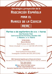 Cartel del evento Jornada 'Estrategia y proyección de la Asociación Española para el Avance de la Ciencia