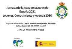 Cartel de la Jornada Jornada Academia Joven de España 2021: Jóvenes, Conocimiento y Agenda 2030
