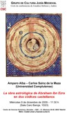 Cartel de la conferencia Ciclo de Conferencias de Estudios Hebreos y Judíos: «La obra astrológica de Abraham ibn Ezra en dos códices castellanos»