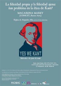 Cartel del seminario Seminario C.L.A.S.I.C.O.S.: "La felicidad propia y la felicidad ajena: ¿un problema en la ética de Kant?"