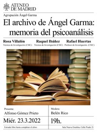 Cartel del coloquio Coloquio "El archivo de Ángel Garma: memoria del psicoanálisis"