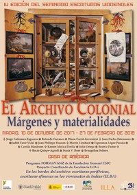 cartel del seminario IV Edición del Seminario "Escrituras Virreinales. El Archivo Colonial: márgenes y materialidades": "Registrar (en) el espacio sagrado. Pintura mural y cristianismo andino en el siglo XVIII"