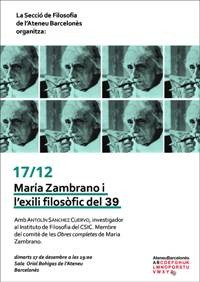 Cartel de la conferencia Conferencia "Maria Zambrano y el exilio filosófico del 39"