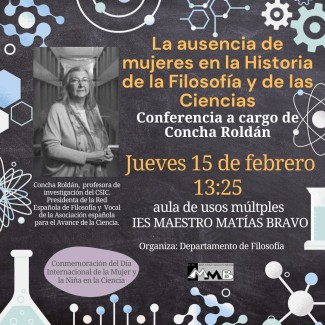 Conferencia: "La ausencia de mujeres en la Historia de la Filosofía y de las Ciencias" Conferencia: "La ausencia de mujeres en la Historia de la Filosofía y de las Ciencias"