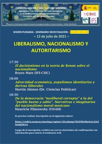 Cartel del seminario Seminario de investigación "Liberalismo, nacionalismo y autoritarismo"
