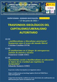 Cartel del seminario Seminario de investigación "Trasfondos ideológicos del capitalismo/liberalismo autoritario"