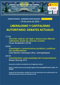 Cartel del seminario Seminario de investigación "Liberalismo y capitalismo autoritario: debates actuales"
