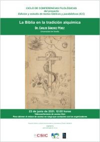 Cartel del seminario Ciclo de Conferencias Filológicas: "La Biblia en la tradición alquímica"