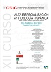 Curso de Alta Especialización en Filología Hispánica XII Curso de Alta Especialización en Filología Hispánica