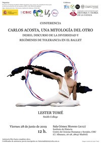 Cartel de la conferencia Conferencia "Carlos Acosta, una mitología del otro"