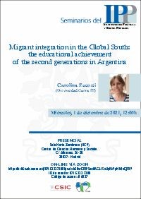 Cartel Seminarios del IPP: "Migrant integration in the Global South: the educational achievement of the second generations in Argentina"