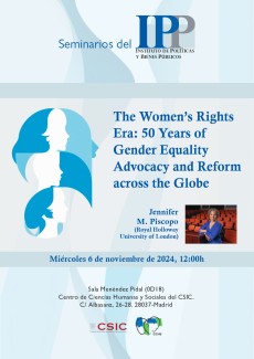 Seminario del IPP: "The Women’s Rights Era: 50 Years of Gender Equality Advocacy and Reform across the Globe" Seminario del IPP: "The Women’s Rights Era: 50 Years of Gender Equality Advocacy and Reform across the Globe"