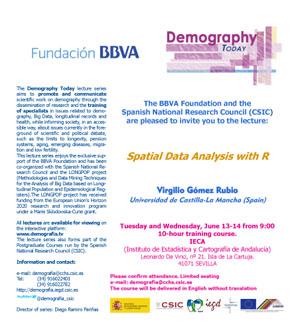 Ciclo de conferencias y curso de postgrado: "Demography Today: "Spatial Data Analysis with R"