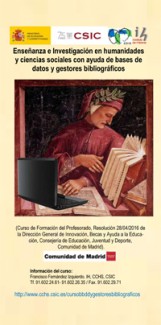 Curso "Enseñanza e Investigación en humanidades y ciencias sociales con ayuda de bases de datos y gestores bibliográficos" Cartel del Curso