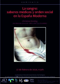 Cartel del Seminario La sangre: saberes médicos y orden social en la España Moderna