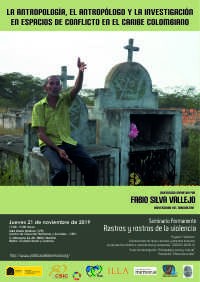 Cartel del seminario Seminario permanente 'Rastros y Rostros de la Violencia': "La antropología, el antropólogo y la investigación en espacios de conflicto en el Caribe colombiano