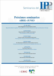 Cartel Seminarios del IPP: Programación de abril a junio de 2022