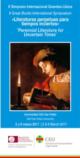 Cartel del simposio II Simposio Internacional Grandes Libros «Literaturas perpetuas para tiempos inciertos»