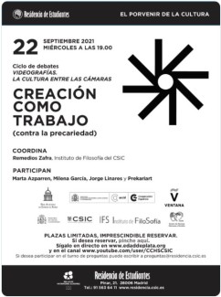 Cartel del evento Ciclo Videografías. «Creación como trabajo. Contra la precariedad»