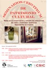 Cartel del seminario Seminarios Cervitrum de Patrimonio Cultural: "Retos en la conservación y estudio de coleccciones de vidrio y materiales cerámicos depositadas en museos"
