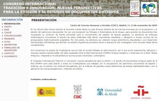 Congreso Internacional "Tradición e Innovación: Nuevas perspectivas para la edición y el estudio de documentos antiguos" Congreso Internacional "Tradición e Innovación: Nuevas perspectivas para la edición y el estudio de documentos antiguos"