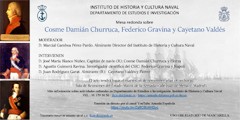 Cartel de la mesa redonda Mesa redonda sobre Cosme Damián Churruca, Federico Gravina y Cayetano Valdés