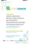 Cartel de la conferencia Conferencia: "¿Qué sabemos de las migraciones de España a Iberoamérica desde la Independencia?"