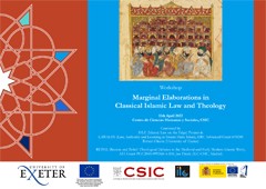 Cartel del taller Workshop "Marginal Elaborations in Classical Islamic Law and Theology"