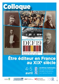 Colloque "Être éditeur en France au XIXe siècle"