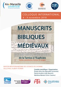 Cartel del evento Coloquio Internacional "Manuscrits bibliques médiévaux"