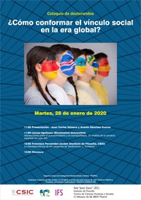 Cartel del coloquio Coloquio de doctorandos: ¿Cómo conformar el vínculo social en la era global?