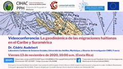 Cartel de la conferencia Videoconferencia: "La geodinámica de las migraciones haitianas en el Caribe y Suramérica"