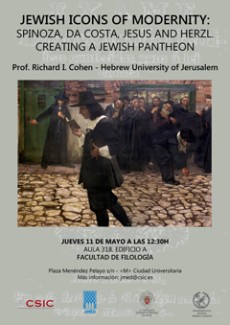 Cartel del seminario Seminario: "Jewish Icons of Modernity: Spinoza, Da Costa, Jesus and Herzl. Creating a Jewish Pantheon"
