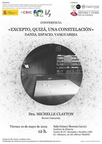 Cartel de la conferencia Conferencia: "Excepto, quizá, una constelación. Danza, espacio, vanguardia"